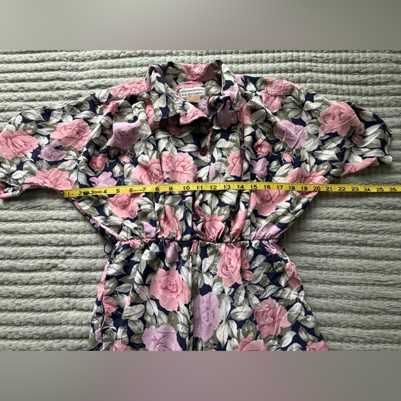 Vintage E.D. Michaels Pink, Purple, and Blue Floral Midi Dress - Picture 11 of 13